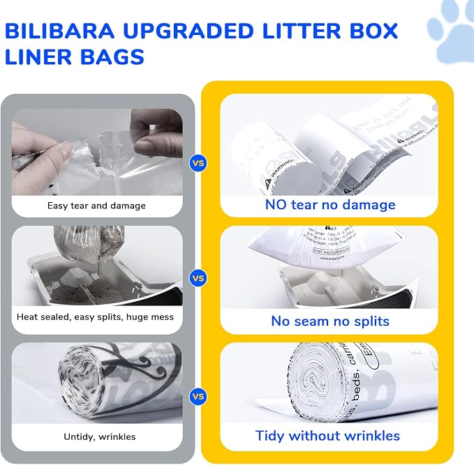 Litter Box Liner Bag Compatible with Cat litter Box 3 and 4, 60 Pack - Extra Thick Waste Bags for Self-Cleaning Pet Kitty Litter Box Drawer Liners, 9-11 Gallons Home/Kitchen Trash Bags