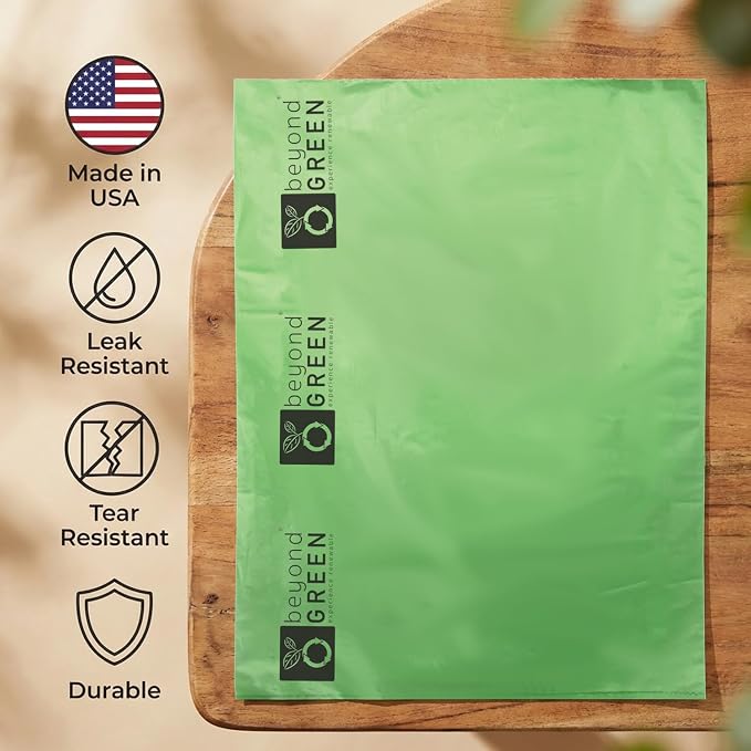 beyondGREEN Plant-Based Dog Poop Waste Bags for Leash Dispenser - 750 Bags - 50 Rolls of 15 Bags - 9" x 12"