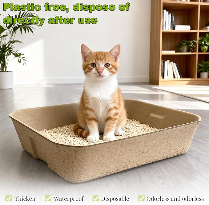 6 Pack Large Disposable Litter Boxes for Cats,Travel Litter Box for Cats,Portable Litters Box for Temporary Housing,Odor Control Litters Boxes for Cat,Hamster,Guinea Pig,Rabbit
