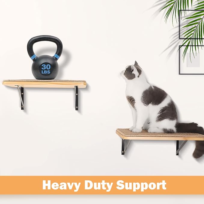 Wall Furniture Set, Including Floating Shelf Climbing Step, Wall Tree, Hammock, Mounted for Cat Playing, Sleeping, Climbing
