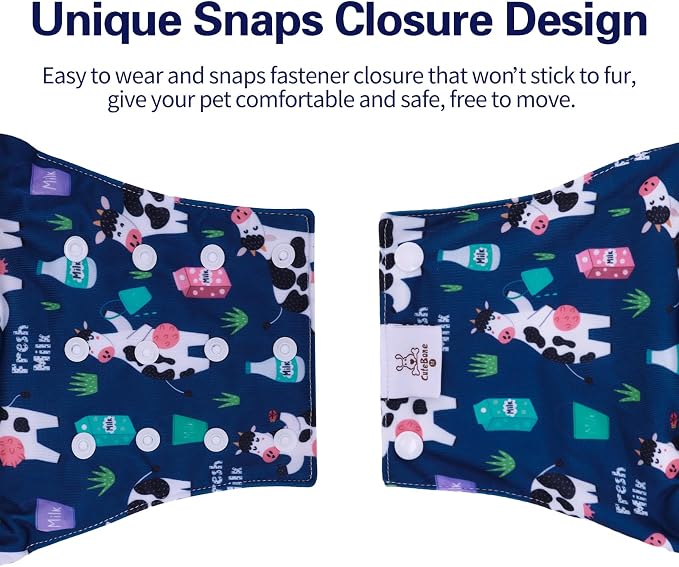 CuteBone Washable Dog Diapers Male with Snaps Reusable 3pcs a Pack Doggie Belly Band for Male Dogs Wraps KDM06XL