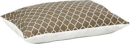 MidWest Homes for Pets Quiet Time Teflon Brown Pillow Dog Bed 48x36, 36 x 48, Large Dog Breed, Brown Geometric Pattern