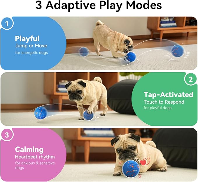 Cheerble Smart Interactive Dog Toy, Wicked Ball AIR Neo, Heartbeat Puppy Toy Automatic Moving, Bouncing, and Rotating, ETPU Material, IPX7 Waterproof Rating, Active Rolling Ball for Medium & Large Dog