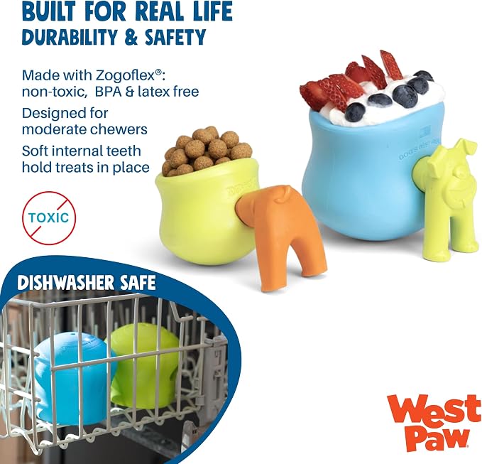 WEST PAW Zogoflex Toppl Interactive Treat Dispensing Puzzle Dog Toy for Mental Stimulation & Enrichment-Holds Kibble & Treats-Lickable, Freezable & Dishwasher Safe-Made in USA-XL-Granny Smith Green