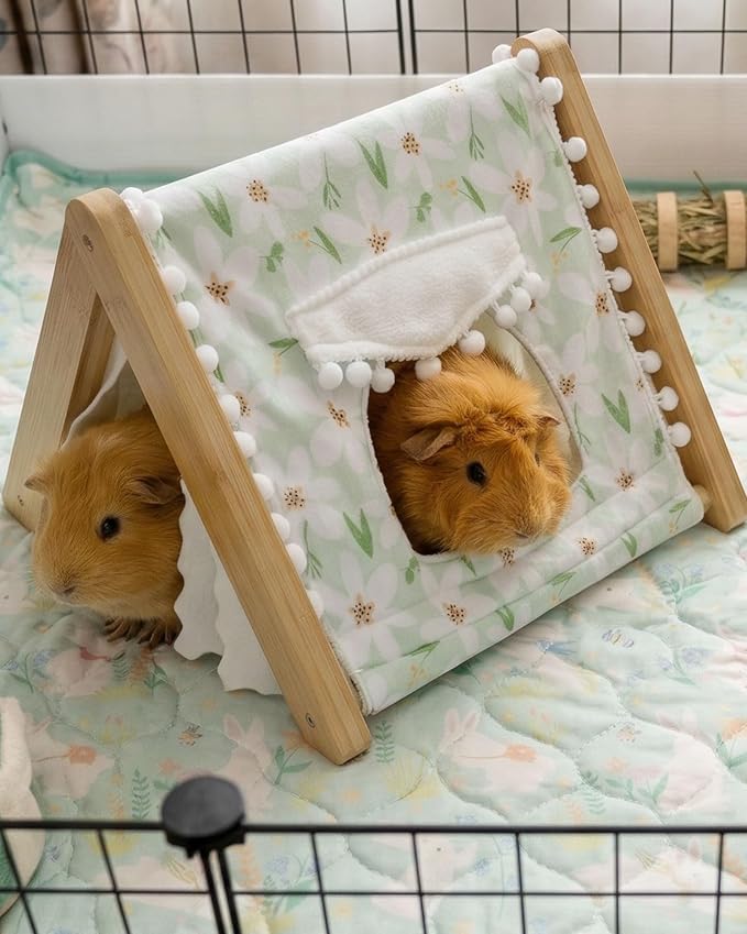 Guinea Pig Cage Liners, 59x31in 2 Pack Washable Guinea Pig Bedding, Waterproof Reusable & Anti Slip, Super Absorbent Guinea Pig Pee Pad for Small Animal, Rabbit, Bunny, Fit for C&C Cage, Green