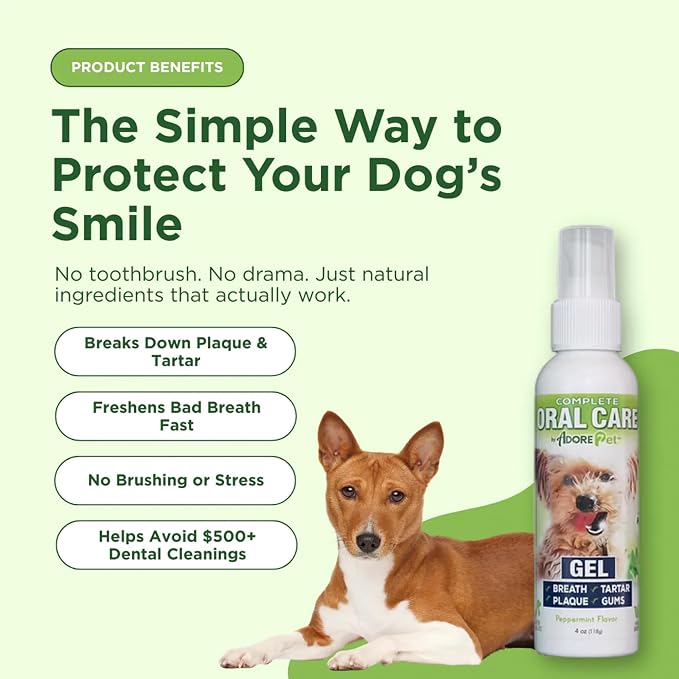 Adore Pet Complete Oral Care Gel for Dogs, Peppermint, 4 oz