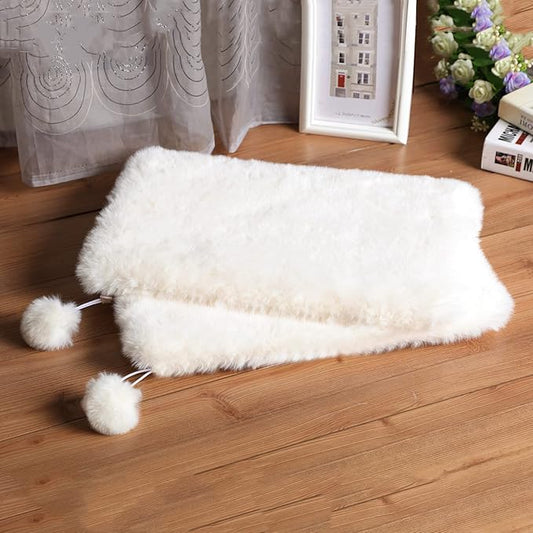 SHENGOCASE 2-Pack 12" x 22" Faux Rabbit Fur Pet Bed Mats, Non-Shedding and Non-Deforrable