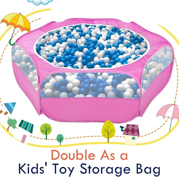 Pawaboo Small Animals Playpen, Waterproof Small Pet Cage Tent with Zippered Cover, Portable Outdoor Yard Fence with 3 Metal Rod for Chick/Kitten/Puppy/Guinea Pig/Rabbits/Hamster/Chinchillas,Magenta