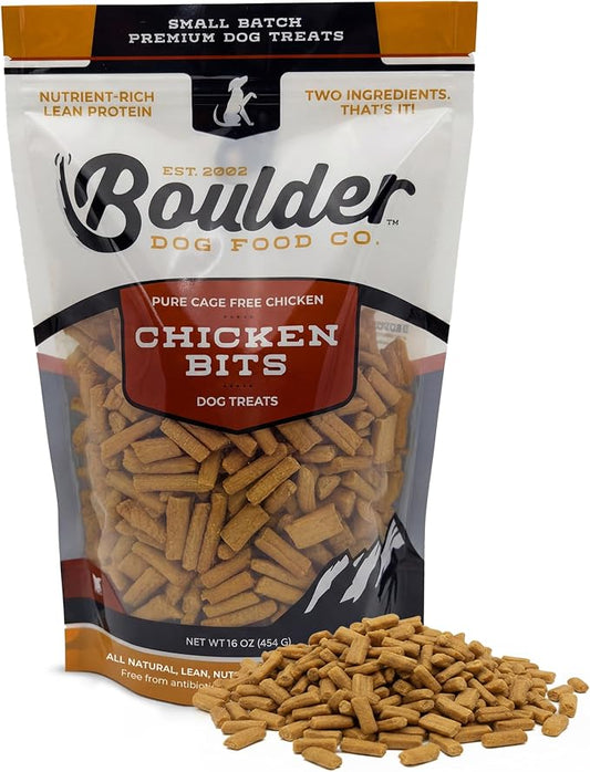 Chicken Bits Grain Free Natural Dog Treats for Small to Large Breed - Low Calorie for Training - High Value, Human Grade Meat, Healthy Dog Treats for Medium & Large Dogs (16oz)