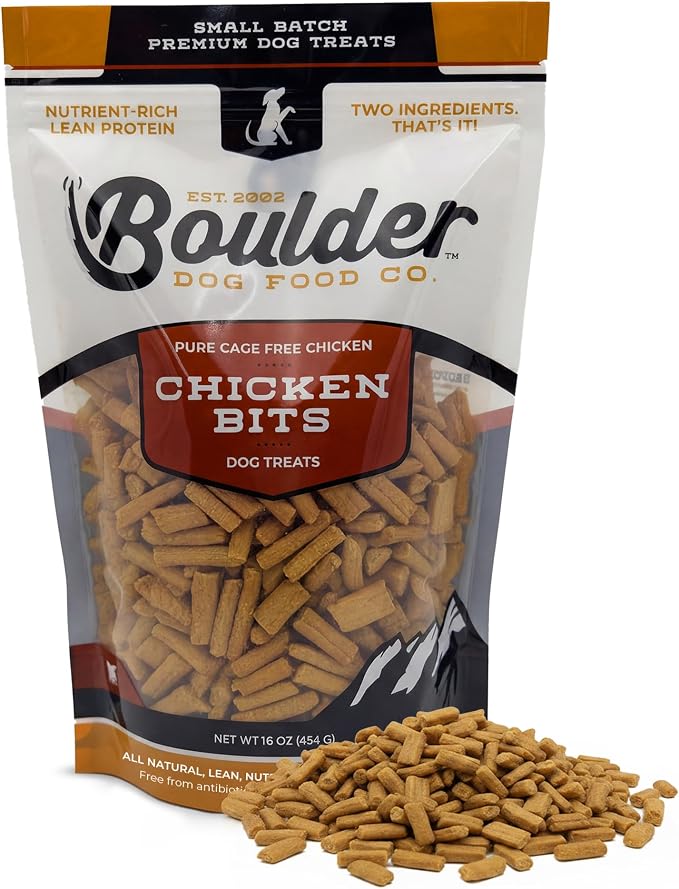 Chicken Bits Grain Free Natural Dog Treats for Small to Large Breed - Low Calorie for Training - High Value, Human Grade Meat, Healthy Dog Treats for Medium & Large Dogs (8oz)