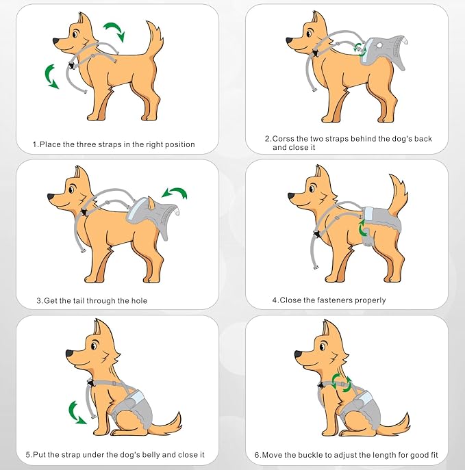 Idepet Female Dog Diapers with Suspender Detachable, 3 Pack Washable Reusable Girl Doggie Diapers for Small Medium Female Dog in Heat Period Cycle Urinary Incontinence Training S