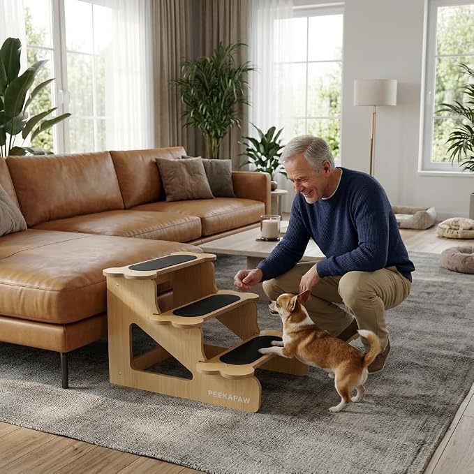 Wooden Non Slip Dog Stairs for Pet 22⅞" D x 17½" W x 16½" H