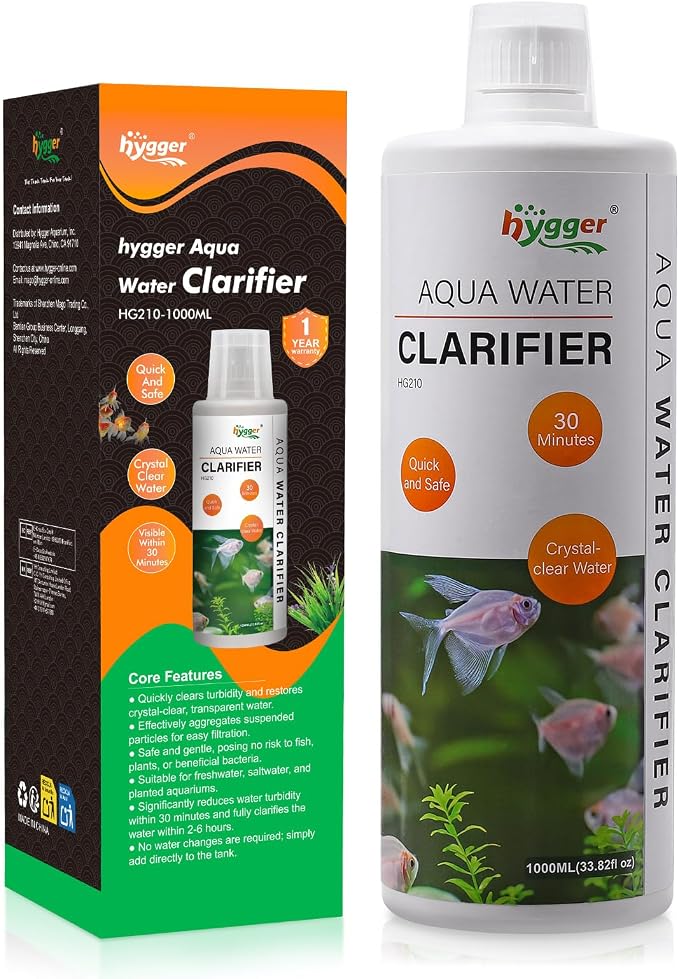 hygger Aquarium Water Clarifier, Water Clarifier for Fish Tank, Clears Cloudy Water for Freshwater and Saltwater Tanks, 1000 ML