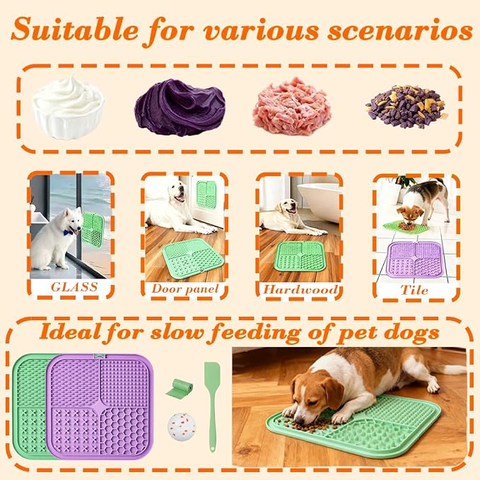 7.87" Dog&Cat Lick Mat with Suction Cups Set,Frozen Treat Toy for Puppy,Dog Enrichment Toy Foam Ball for Anxiety Relief