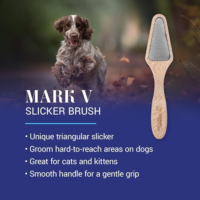 Chris Christensen Mark V Triangle Slicker Brush for Dogs, 12mm Pins, Groom Like a Pro, Handcrafted Lightweight Beechwood Ergonomic Handle, Stainless Steel Pins, A5V. Made in Germany.