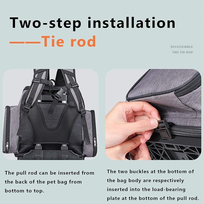 Pet Travel Carrier with Wheels, Pet Rolling Carrier Backpack for Dogs and Cats, Cat Luggage Bag, Includes 1 Cat Food Travel Box, 1 Cat Litter Box, 1 Water Bottle, 2 Collapsible Travel Dog Bowls