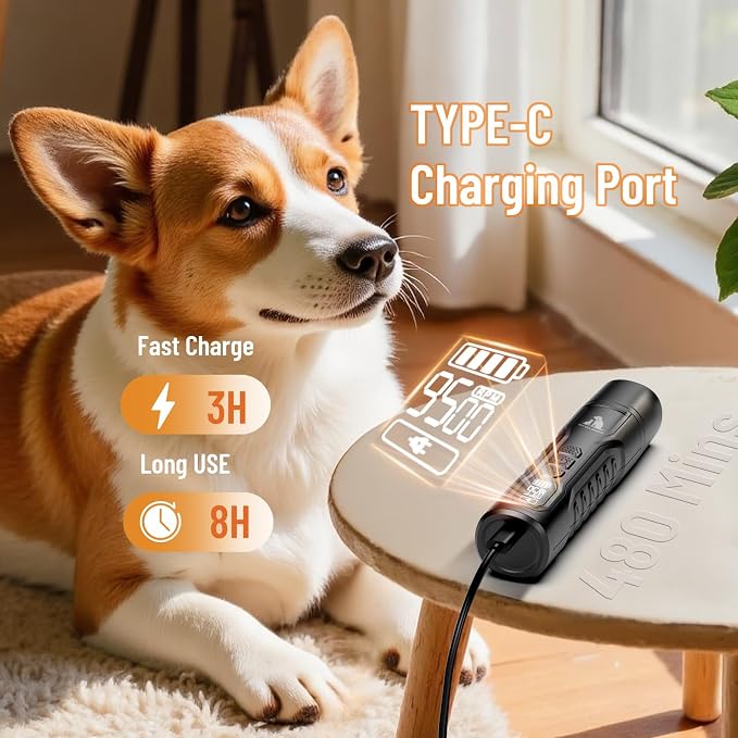 Electric Dog Nail Grinder: 5-Speed Quiet Dog Nail Trimmer with LED Light, Adjustable Safety Guard, Rechargeable Cordless Design for Small to Large Dogs & Cats