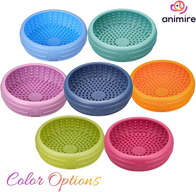 Dog Lick Bowl, Animire Freeze Lick Mat for Dogs, Non-Slip Slow Feeder Licking Bowl Enrichment Treat for Distraction Anxiety Relief, Food Grade Silicone, Dishwasher Safe(Dark Blue,L)