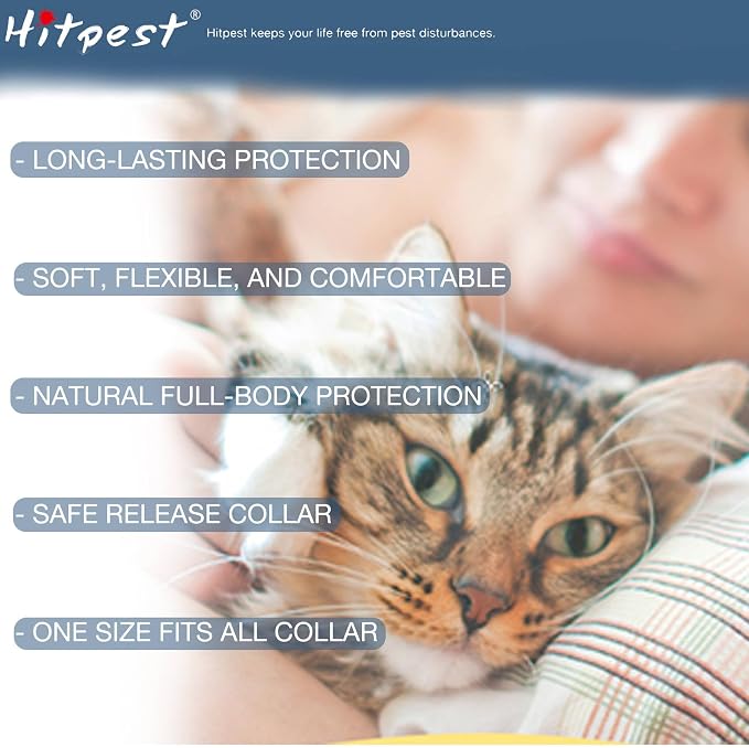 Flea and Tick Collar for Cat, 12 Months Protection, Upgraded Version, Soft and Comfortable, Prevents Fleas and Ticks, Includes Tweezers and Flea Comb, 2-Pack