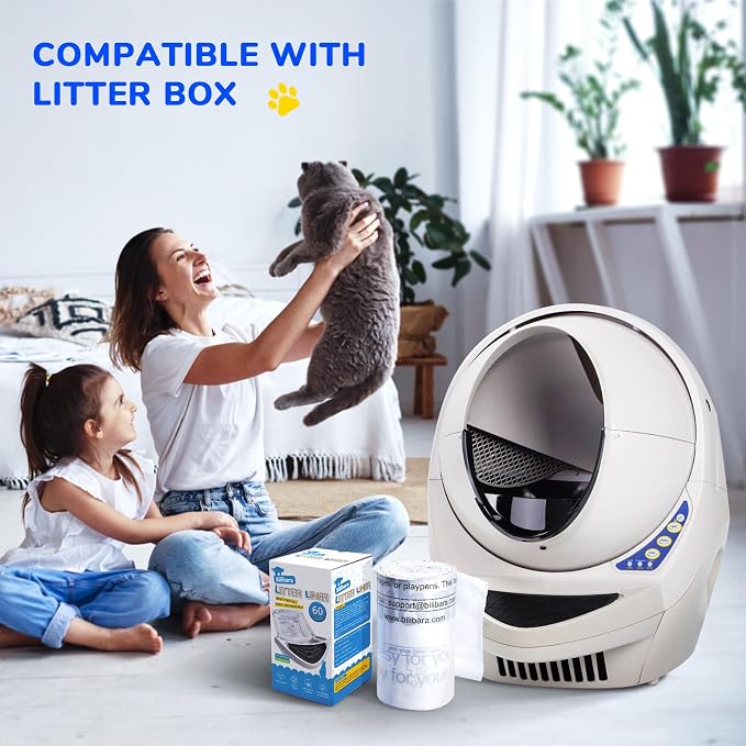 Litter Box Liner Bag Compatible with Cat litter Box 3 and 4, 60 Pack - Extra Thick Waste Bags for Self-Cleaning Pet Kitty Litter Box Drawer Liners, 9-11 Gallons Home/Kitchen Trash Bags