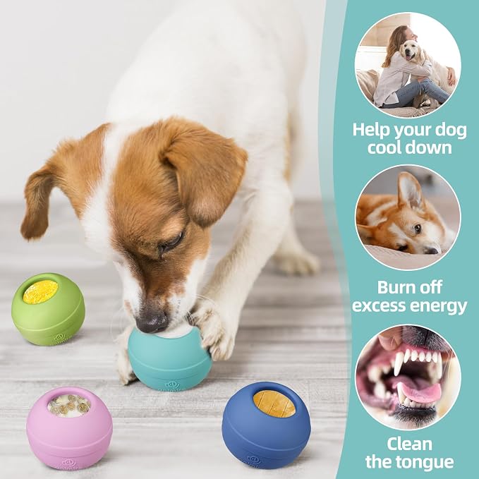 Long-Lasting Interactive Dog Lick Toy, Stuffable Dog Enrichment to Keep Dogs Busy, Wobbly Treat Dispensing Freezable Chew Toys, Food-Grade Safe (Teal Blue,M)
