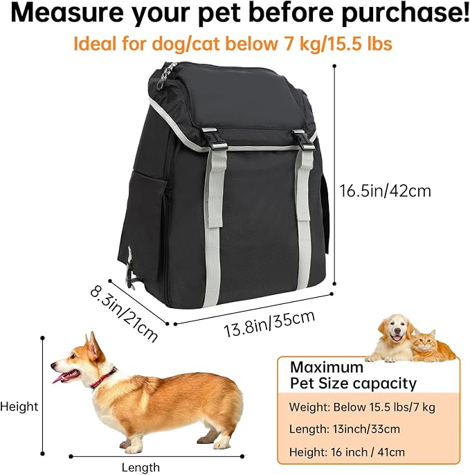Cat Dog Backpack Carrier for Hiking Travel Portable Pet Daypack for Dog Cat Below 7kg/15.5lbs -Peach Red