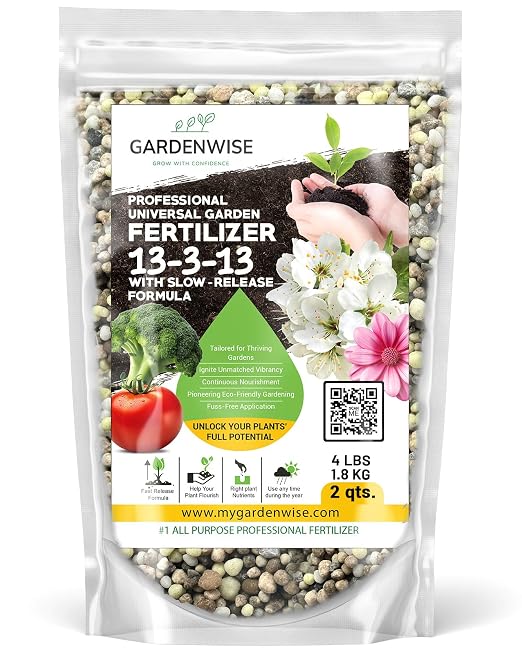 Gardenwise Professional Universal Garden Fertilizer 13-3-13 with Slow-Release Formula (2 QUARTS)