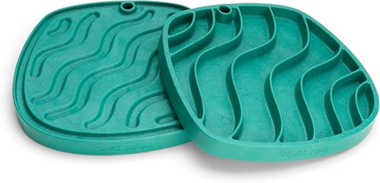 West Paw Seaflex Waves Feast Mat – All-in-One, Slow Feeder, Lick Mat – Encourages Foraging & Food Exploration - Engages Picky Eaters & Slow Feeding - Versatile – Easy to Clean, Non-Toxic - Kelp