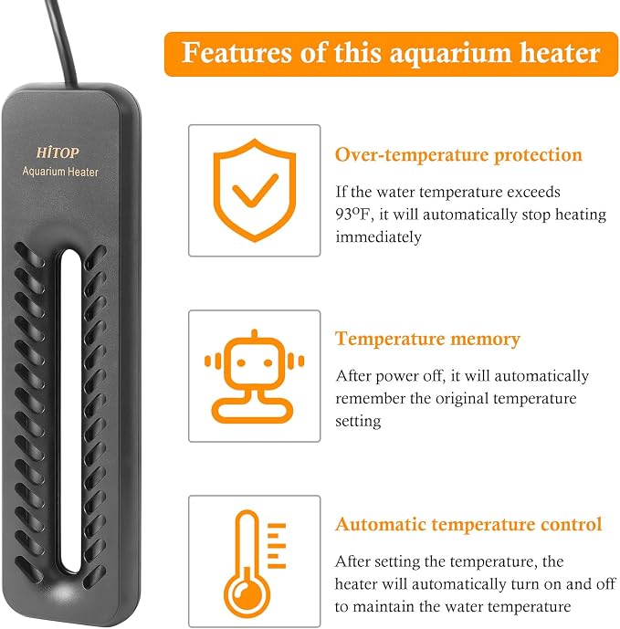 HITOP 1000W Digital Aquarium Heater: Titanium Fish Tank Heater with Temperature Control Device, Submersible Heater for Freshwater/seawater up to 300 Gallon