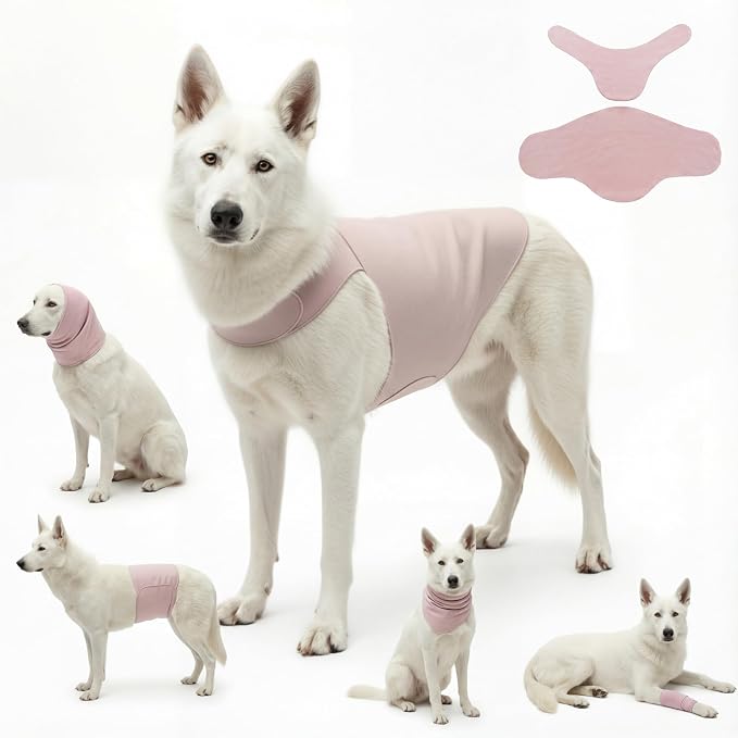 DAJIDALI® Dog & Cat Anxiety Vest & Spay Recovery Suit – Silent Adjustable Calming Wrap for Surgery & Thunderstorms – 2-Piece Cone & Recovery Onesie Alternative