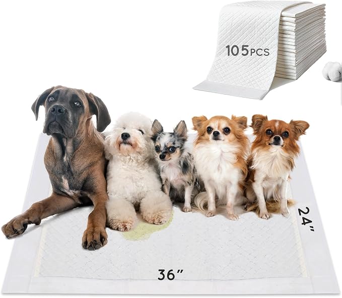 HQ4US 4LEGS Dog Pee Pads, Thick/Ultra Absorbent Puppy Dog Training Pads, Large Size 36”×24”，Odor Eliminating Gel, Deodorizing Factors, with Pet Inducer (35 Count)