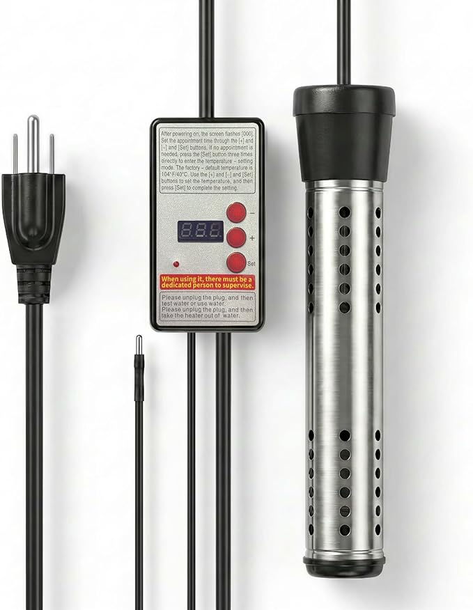 Hot Tub Heater -Portablepool Heater-1500W-Digital Display Temperature Control and Dry-Burn Protection-for Bathtubs-Buckets-Small Pools