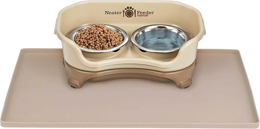 Neater Pets Neater Feeder Express Mess-Proof Food & Water Bowls with Neater Mat Waterproof Silicone Mat - Protect Floors from Food & Water