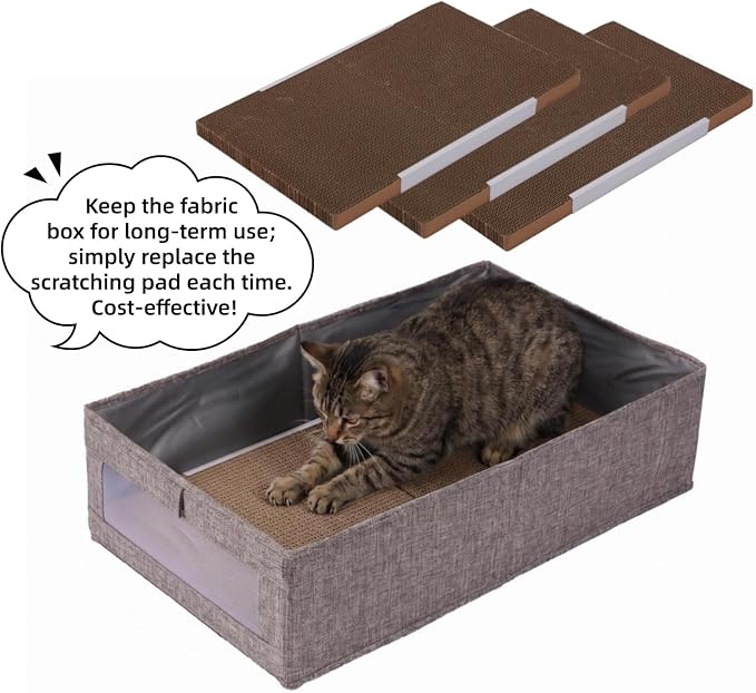 SHENGOCASE 13x21.5 Inch Extra Large, 3-Pack Cat Scratch Pad with Durable Fabric Box, Reversible Scratching Board Cardboard Scratcher for Large Cats Maine Coon