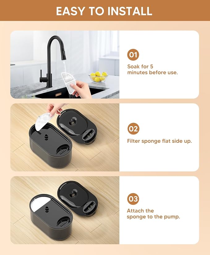 10-Pack Replacement Filters + 2 Pre-Filter Sponges for subteenmate 3L Wireless Cat Water Fountain – Triple-Layer Activated Carbon Filtration, 5-Month Supply