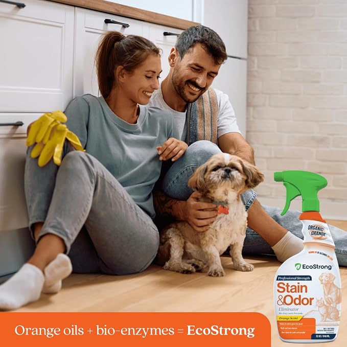 Orange Odor Eliminator | Pet Odor Deodorizer for Strong Odor | Enzyme Stain Cleaner for Cats, Dogs, and Pets | Great for Carpets, Furniture, Dog Kennels, and More (32 Fl Oz)