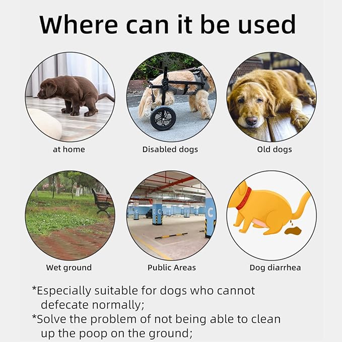Reusable Dog Poop Pants with 50pcs Poop Bags, Adjustable Dogs Sanitary Pants for Incontinence & Outdoor Walking, Convenient Dog Poops Collection Pants for Senior and Disability Dogs S