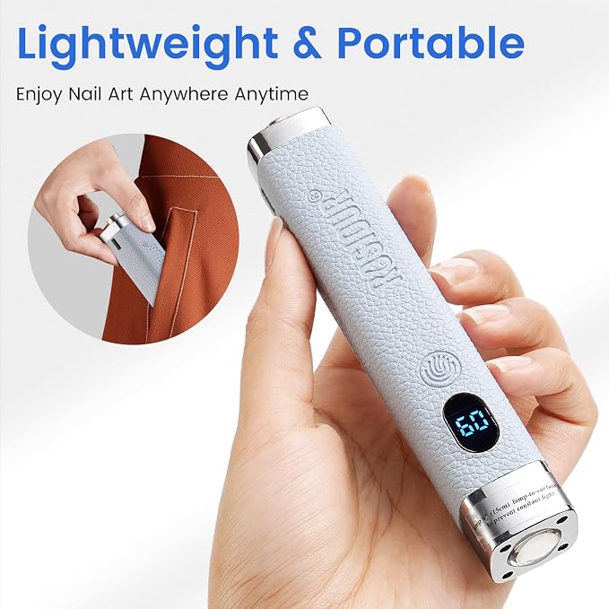 Handheld Mini UV Light for Nails: Flash Cure UV Led Nail Lamp with Cat Eye Magnet- Hand Held Fast Dry Single UV Lamp Pen with Auto Sensor for Manicure Home Salon (Blue)