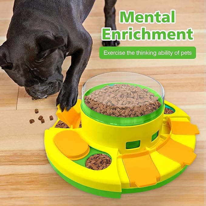 Dog Puzzle Feeder Toy - Green Slow Feeding Dog Puzzle Toys for IQ Training & Mental Enrichment - Food Dispenser for Small Breeds
