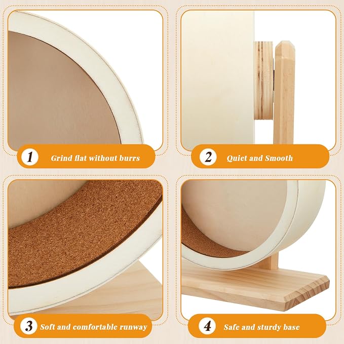 19 Pcs Hamster Cage Accessories & Habitat Set, Wooden Silent Exercise Wheel Wood Hide Out Tree Trunk Tunnel Tube Water Bottle Set Sand Bath Bowl Chew Toys for Dwarf Hamster Gerbil Mouse