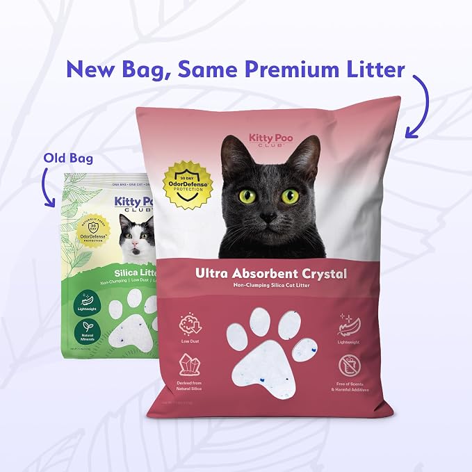 Kitty Poo Club Disposable Cat Litter Box 2-Pack with 2 Bags Ultra-Absorbent Silica Crystal Litter, Patented Leak-Proof Design, 30-Day System, Low Dust, Perfect for Travel and Multi-Cat Homes