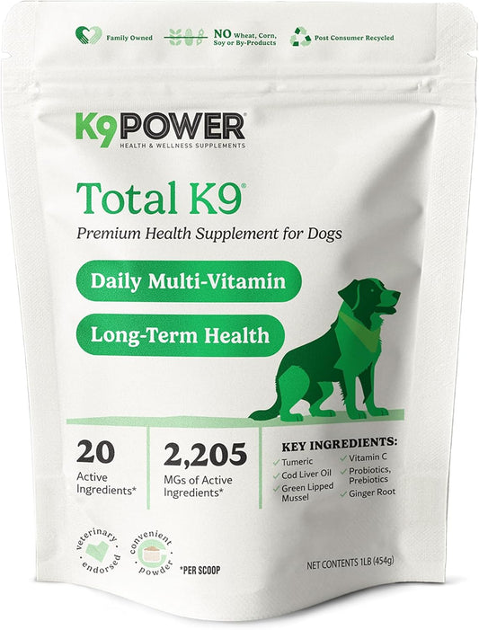 K9 Power Total K9 for Dogs 1lb - Supports Joint Health - Boosts Immune Function -Enhances Muscle Strength - Promotes a Healthy Coat
