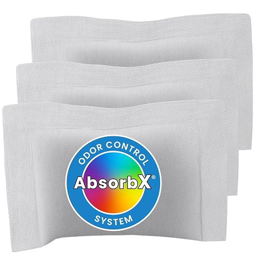 iTouchless Official AbsorbX 3-Pack Trash Can Odor Filters Activated All Natural Charcoal Air Freshener Deodorizer Absorber Stops Garbage Smells for 8 Gallon & Larger Garbage Bins with Compartment
