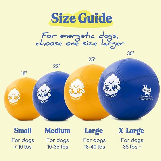 Race&Herd 30" Original XXL Herding Ball for Dogs - Herding Toys, Giant Dog Ball for Australian Shepherds, Border Collies - Durable Dog Outdoor Training Toy for Large Breeds & Horses (Ocean)