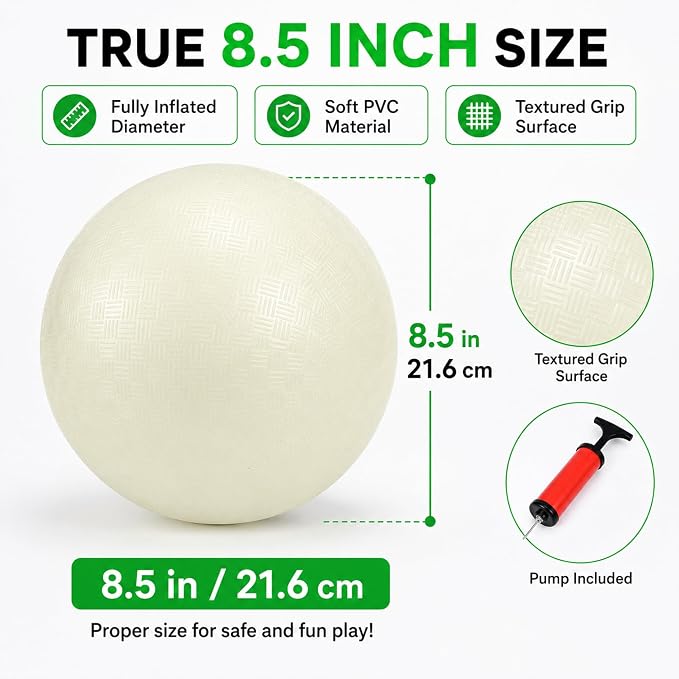 Hiboom Glow in The Dark Kickballs Dodgeballs, 8.5"/ 10"/ 6" Light up 4 Square Ball with Pump, No Battery Needed Playground Balls for Backyard School and Outdoor Night Activities