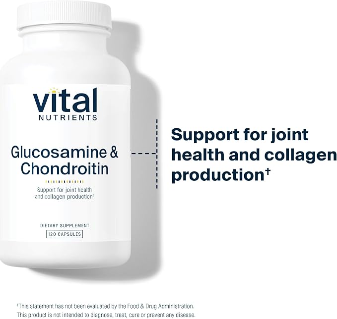 Vital Nutrients Glucosamine & Chondroitin - Healthy Cartilage, Mobility, and Joint Support Supplement - Gluten, Dairy, Soy Free - Non-GMO - 120 Capsules