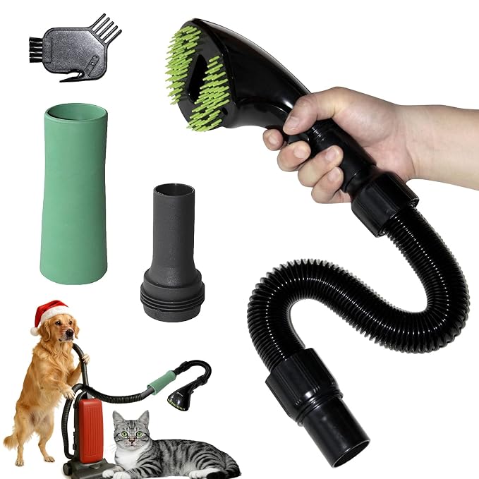 Pet Vacuum Grooming Comb Brush, Black | Hair Remover, Shedding Deshedding, Attachment Tool Kit, For Dogs and Cats