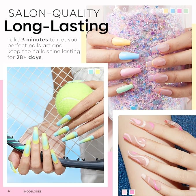 modelones 24 Pcs Gel Nail Polish, 20 Colors Summer Gel Polish Set Magenta Bright Glitter Hot Pink Neon Gel Nail Polish Colors with Bond Primer Glossy & Matte Top Base Coat Manicure DIY Gifts for Women