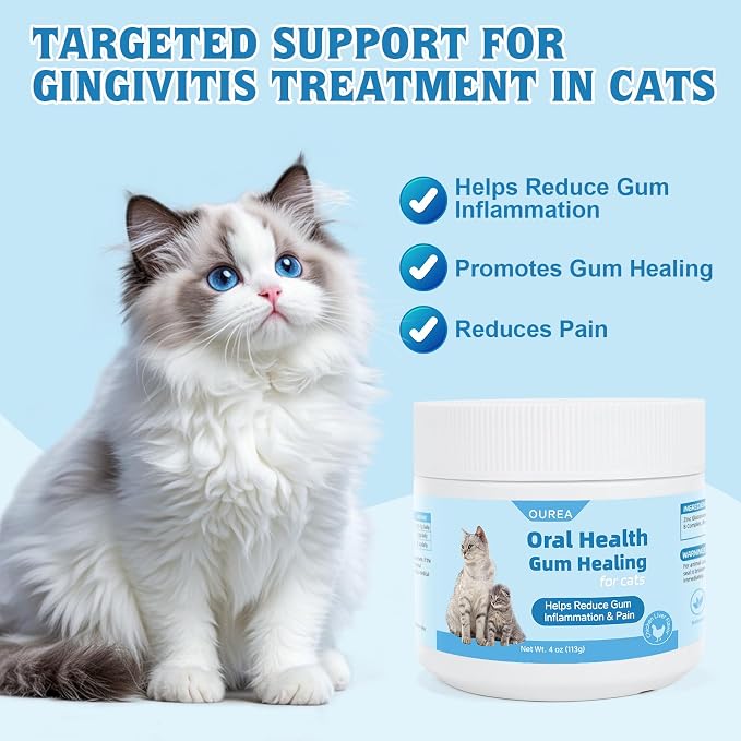 Oral Health for Cats, Cat Gingivitis Treatment, Reduce Gum Inflammation, Redness & Pain, Combats Gum Disease, Natural Plant-Based Active Formula, Cat Oral Care, Gums Health Treatment, 4 oz (113g)