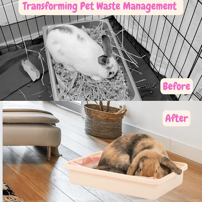 HoppScotch.bun Rabbit Litter Box Liners, Litter Mat with Actived Carbon for Odor Control, Disposable Poop Bags for Bunnies and Small Animals (Large)